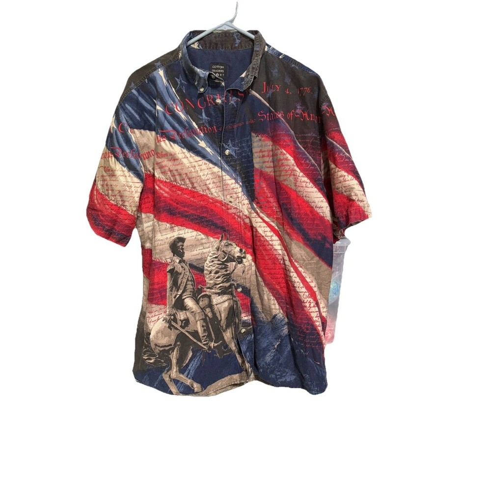 Cotton Traders Shirt Large George Washington Declaration of Independence XLG